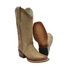 Botas de Cuero Horma Rodeo para Mujer Color Arena JB-STEPHANIESAND