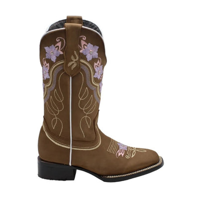 Botas de Cuero Horma Rodeo para Mujer Color Cafe JB-JAZMIN 3   - from alligatorwarehouse.com