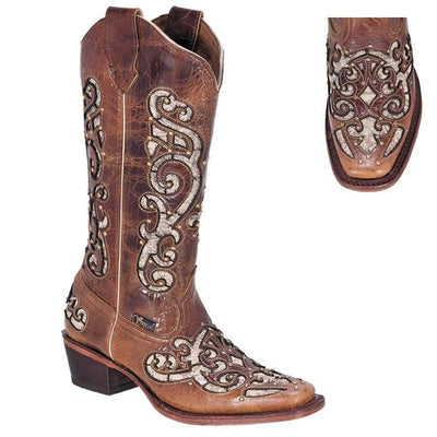 Botas de Cuero Horma Rodeo para Mujer Color Miel JB-SG500HON 2   - from alligatorwarehouse.com
