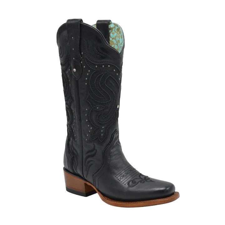 Botas de Cuero Horma Rodeo para Mujer Color Negro JB-STEPHANIEBLACK