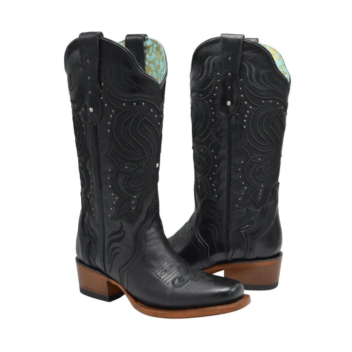 Botas de Cuero Horma Rodeo para Mujer Color Negro JB-STEPHANIEBLACK