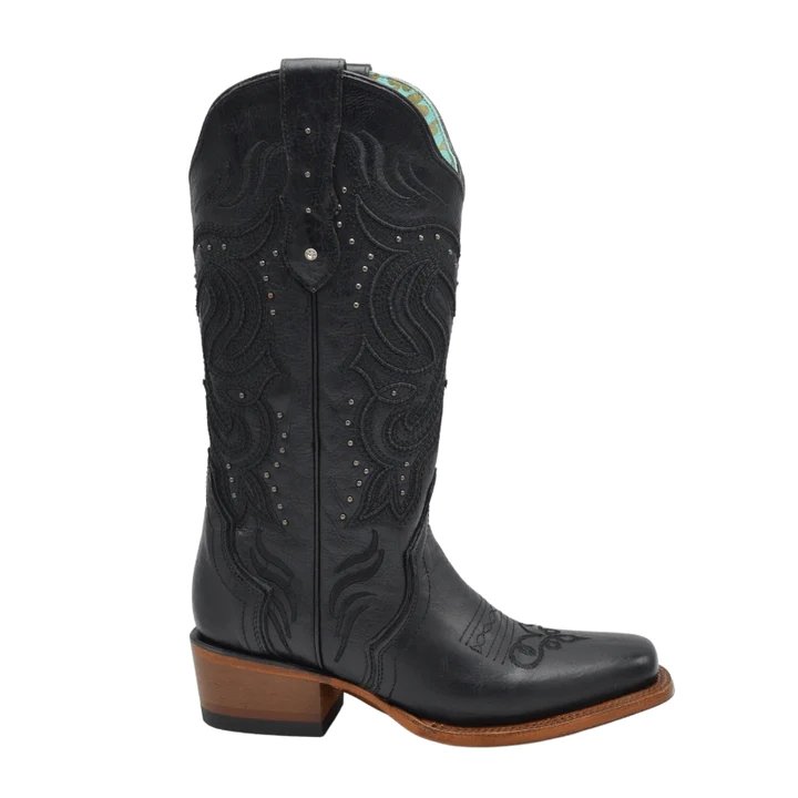 Botas de Cuero Horma Rodeo para Mujer Color Negro JB-STEPHANIEBLACK