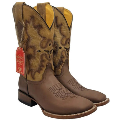 Botas de Cuero Original Horma Rodeo Cuadrada Color Tan 1   - from alligatorwarehouse.com