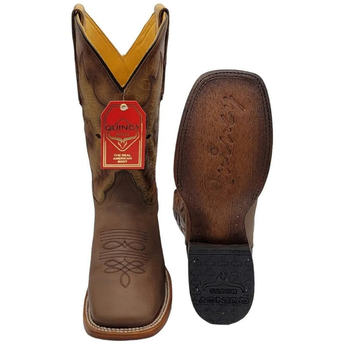 Botas de Cuero Original Horma Rodeo Cuadrada Color Tan