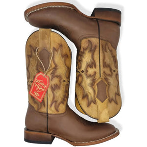 Botas de Cuero Original Horma Rodeo Cuadrada Color Tan