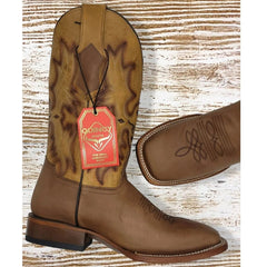 Botas de Cuero Original Horma Rodeo Cuadrada Color Tan