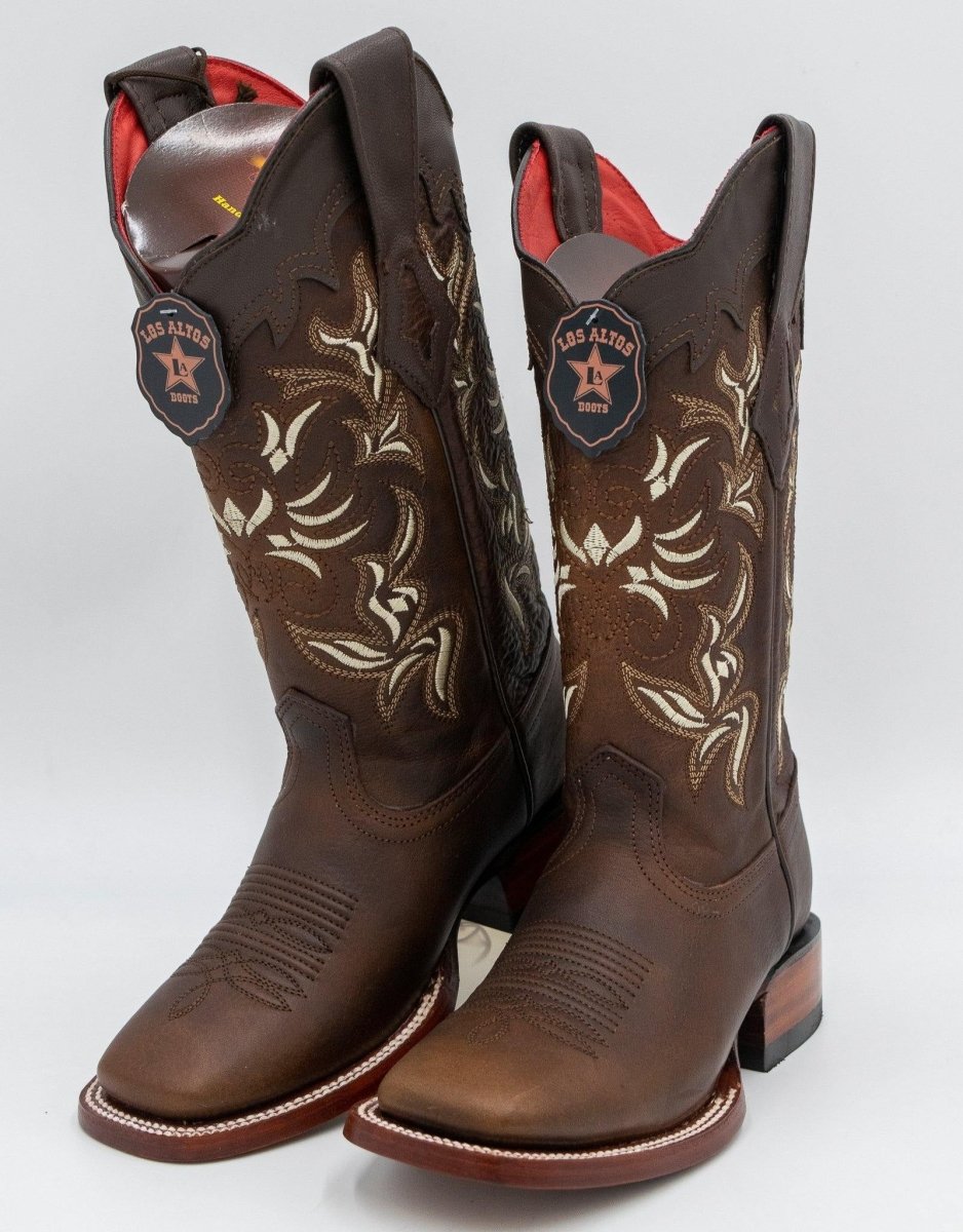 Botas de Cuero Rage Horma Rodeo Cuadrada para Dama Color Nuez LAB-322N9940