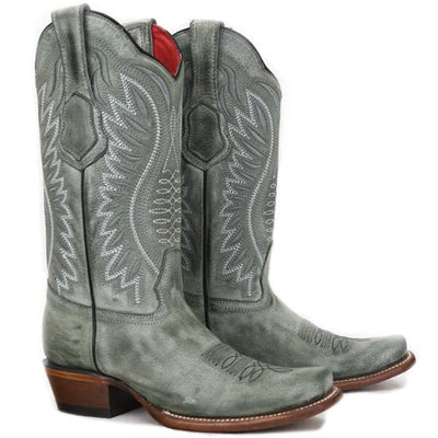 Botas de Cuero Vintage en Horma Dubai para Dama Color Negro Rustico LAB-39N3681