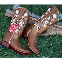 Botas de Cuero Volcano para Mujer en Horma Rodeo Color Miel