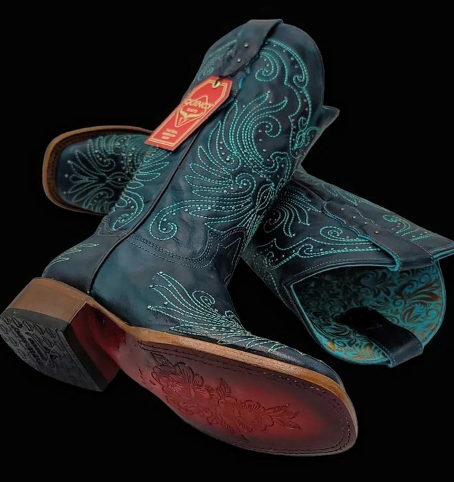 Botas de Cuero Volcano para Mujer en Horma Rodeo Color Turquesa 3   - from alligatorwarehouse.com