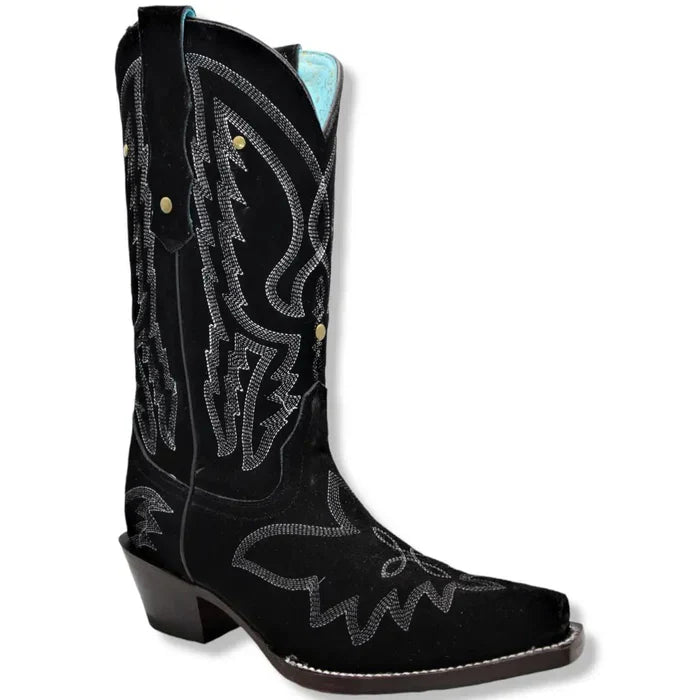 Botas de Gamuza Original para Mujer en Punta Recortada Color Negro 1   - from alligatorwarehouse.com