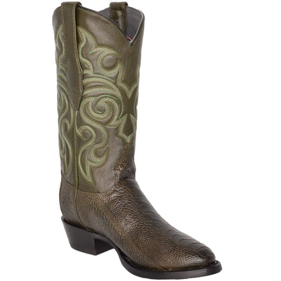 Botas de Pata de Avestruz Punta Oval Color Verde Olivo LAB-650545 1 LAB-650545-060  - from alligatorwarehouse.com