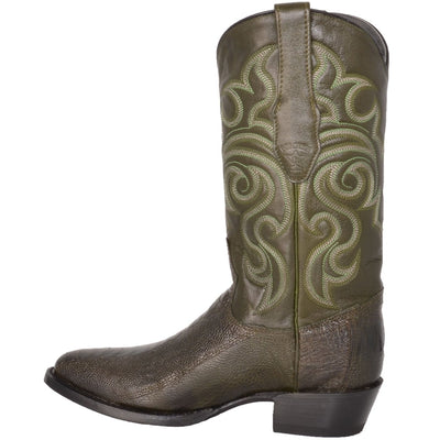 Botas de Pata de Avestruz Punta Oval Color Verde Olivo LAB-650545 3 LAB-650545-060  - from alligatorwarehouse.com