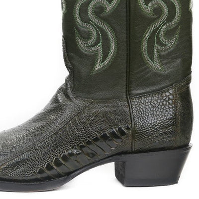 Botas de Pata de Avestruz Punta Oval Color Verde Olivo LAB-650545 6 LAB-650545-060  - from alligatorwarehouse.com