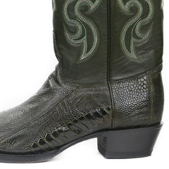 Botas de Pata de Avestruz Punta Oval Color Verde Olivo LAB-650545