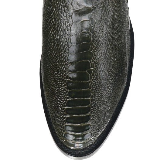 Botas de Pata de Avestruz Punta Oval Color Verde Olivo LAB-650545