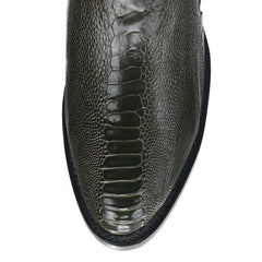 Botas de Pata de Avestruz Punta Oval Color Verde Olivo LAB-650545