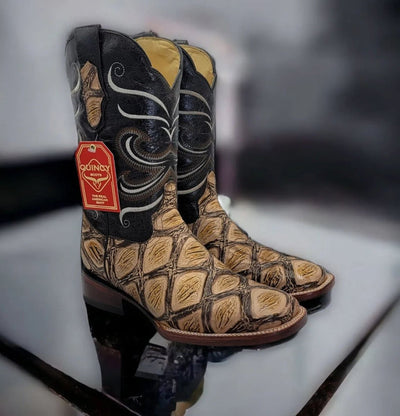 Botas de Pescado Africano Grabado Horma Rodeo Cuadrada 6   - from alligatorwarehouse.com