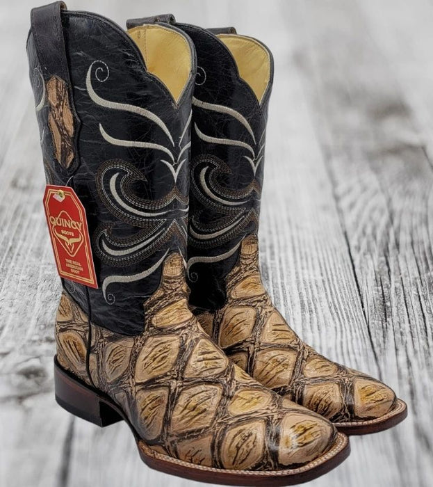 Botas de Pescado Africano Grabado Horma Rodeo Cuadrada 2   - from alligatorwarehouse.com