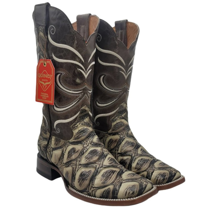 Botas de Pescado Africano Grabado Horma Rodeo Cuadrada 3   - from alligatorwarehouse.com
