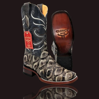 Botas de Pescado Africano Grabado Horma Rodeo Cuadrada 2   - from alligatorwarehouse.com