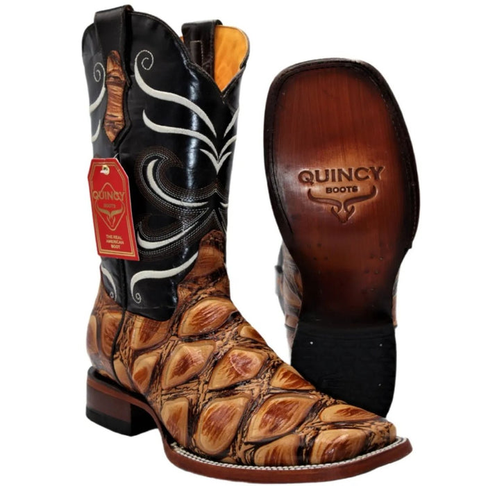 Botas de Pescado Africano Grabado Horma Rodeo Cuadrada 2   - from alligatorwarehouse.com