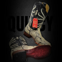 Botas de Piton Grabado Horma Rodeo Cuadrada