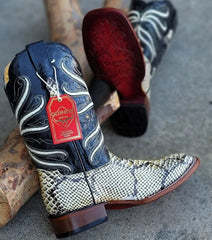Botas de Piton Grabado Horma Rodeo Cuadrada