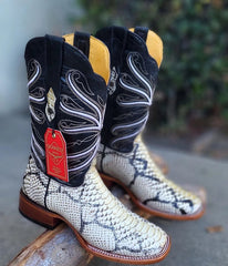 Botas de Piton Grabado Horma Rodeo Cuadrada