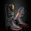 Botas de Piton Grabado Horma Rodeo Cuadrada Color Negro 3   - from alligatorwarehouse.com