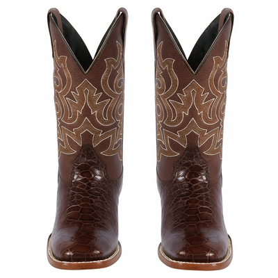 Botas de Tortuga Grabada Horma Rodeo Cuadrada