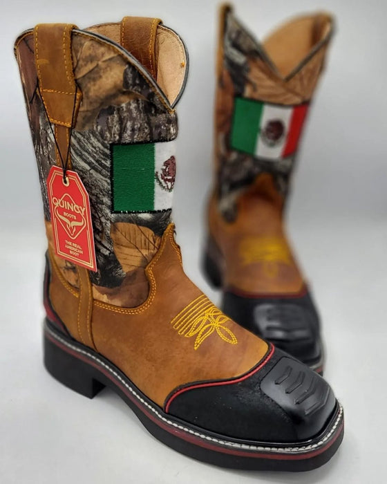 Botas de Trabajo Bandera de Mexico con Casco de Acero