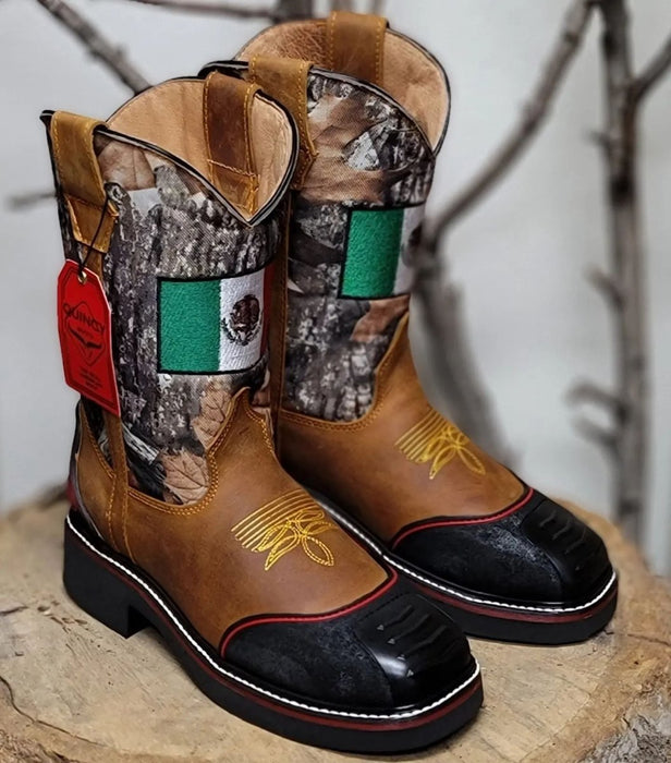 Botas de Trabajo Bandera de Mexico con Casco de Acero