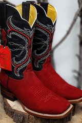 Botas de Cuero Gamuza Horma Rodeo Cuadrada