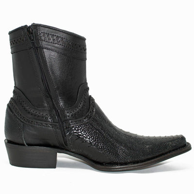 Botines de Pata de Avestruz Original Horma Europea Cuadrada Negro LAB-76B0505 3 LAB-76B0505-060  - from alligatorwarehouse.com