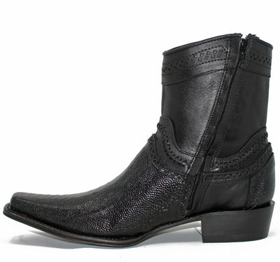 Botines de Pata de Avestruz Original Horma Europea Cuadrada Negro LAB-76B0505 4 LAB-76B0505-060  - from alligatorwarehouse.com