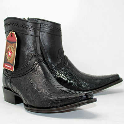 Botines de Pata de Avestruz Original Horma Europea Cuadrada Negro LAB-76B0505 1 LAB-76B0505-060  - from alligatorwarehouse.com