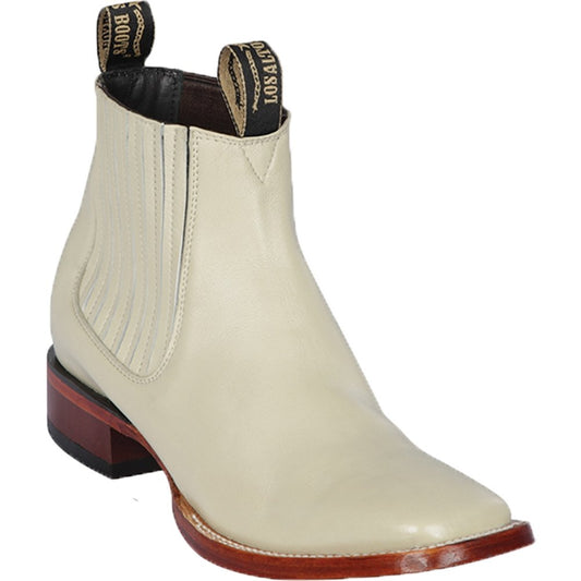 Botines Charros Punta Cuadrada Los Altos Boots Hueso LAB-82B8304