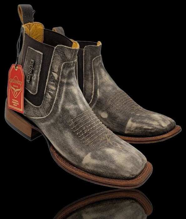 Botin Charro Quincy con Punta Cuadrada Color Cafe Claro