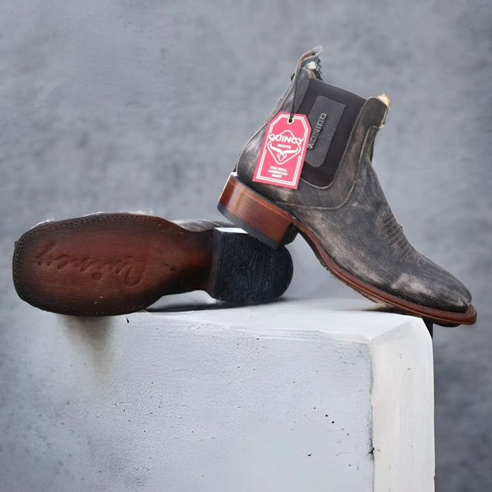 Botin Charro Quincy con Punta Cuadrada Color Cafe Claro