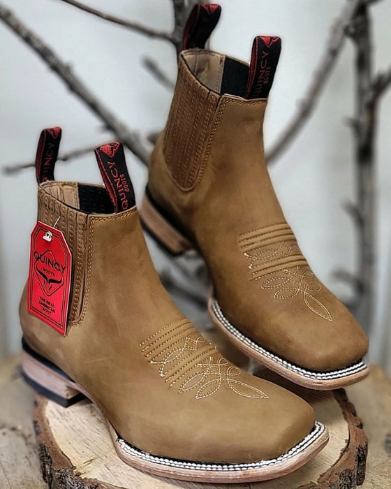Botin Charro Quincy de Cuero con Punta Cuadrada Papaya 4   - from alligatorwarehouse.com