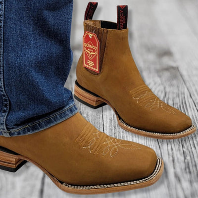 Botin Charro Quincy de Cuero con Punta Cuadrada Papaya 6   - from alligatorwarehouse.com