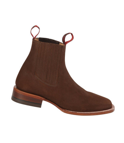 Botin Charro Quincy de Gamuza con Punta Cuadrada