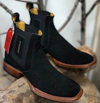 Botin de Cocodrilo Grabado con Punta Cuadrada
