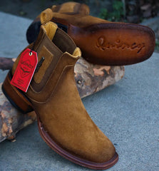 Botin Charro Quincy de Gamuza con Punta Cuadrada