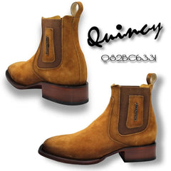 Botin Charro Quincy de Gamuza con Punta Cuadrada