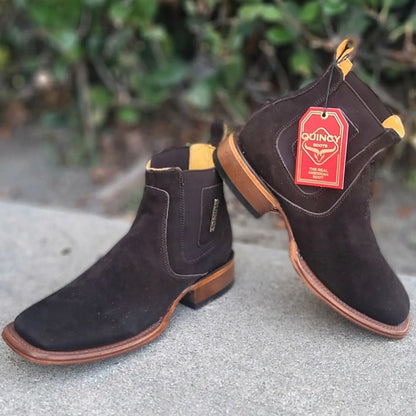 Botin Charro Quincy Nobuck con Punta Cuadrada