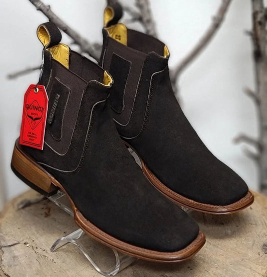 Botin Charro Quincy Nobuck con Punta Cuadrada