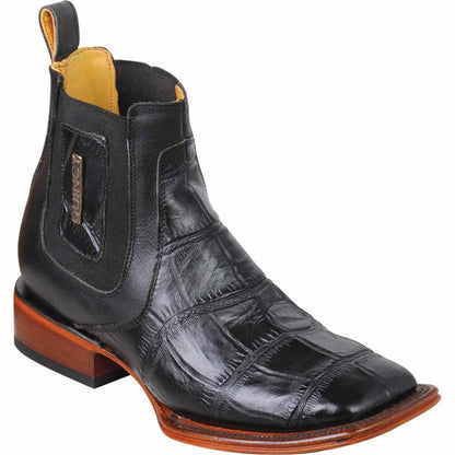 Botin de Cocodrilo Grabado con Punta Cuadrada