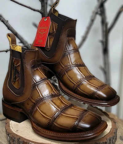 Botin de Cocodrilo Grabado con Punta Cuadrada 3   - from alligatorwarehouse.com
